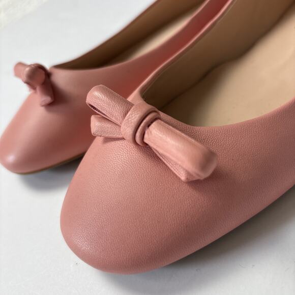 Kate Spade Kiersten Bow Pink Leather Ballet Flats New w/o Box Old Money Sz 8.5 - Picture 5 of 15